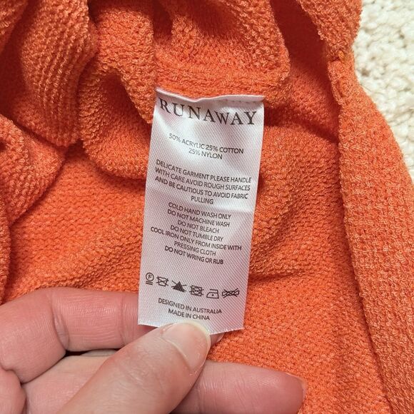 Runaway The Label Luna Halter Side Slit Marble Stone Detail Orange Maxi Dress XL - Picture 6 of 14